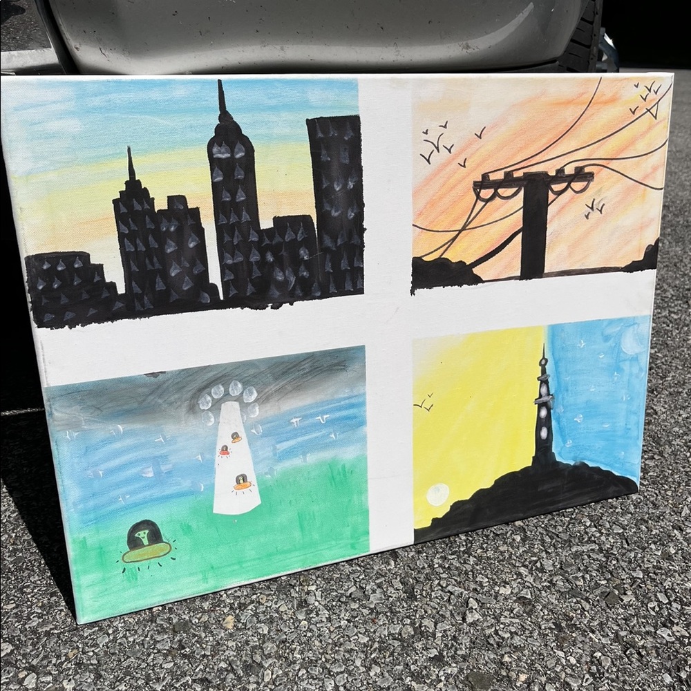 original four different paintings last pictures in one, Canvas